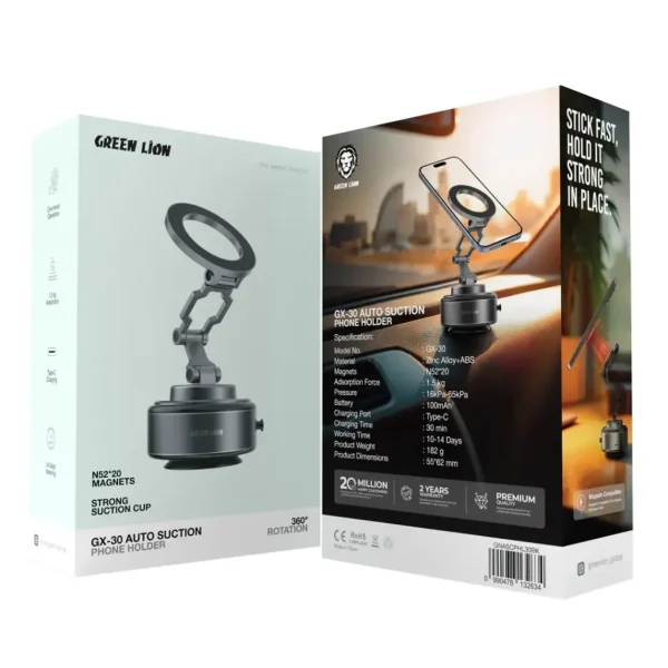 هولدر موبایل وکیوم مکشی مگ سیف گرین لاین Green Lion GX-30 Auto Suction Phone Holder هولدر موبایل وکیوم مکشی مگ سیف گرین لاین Green Lion GX-30 Auto Suction Phone Holder - Image 1