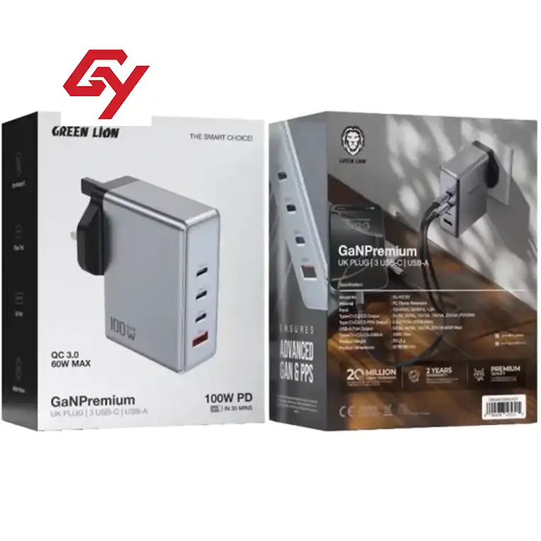 61 شارژر دیواری ۱۰۰ وات گرین لاین مدل GaN Premium - Image 1