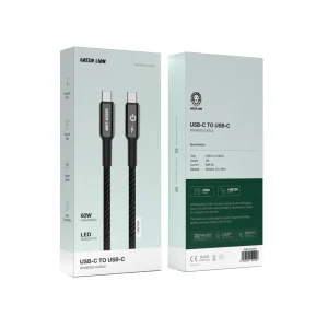 کابل شارژ کنفی USB-C به USB-C گرین لاین 60 وات مدل GNBRUC2UCBK