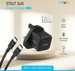 شارژر دیواری 25 وات پاوا مدل Stout Gan Travel Charger به همراه کابل USB-C به لایتنینگ - Image 2