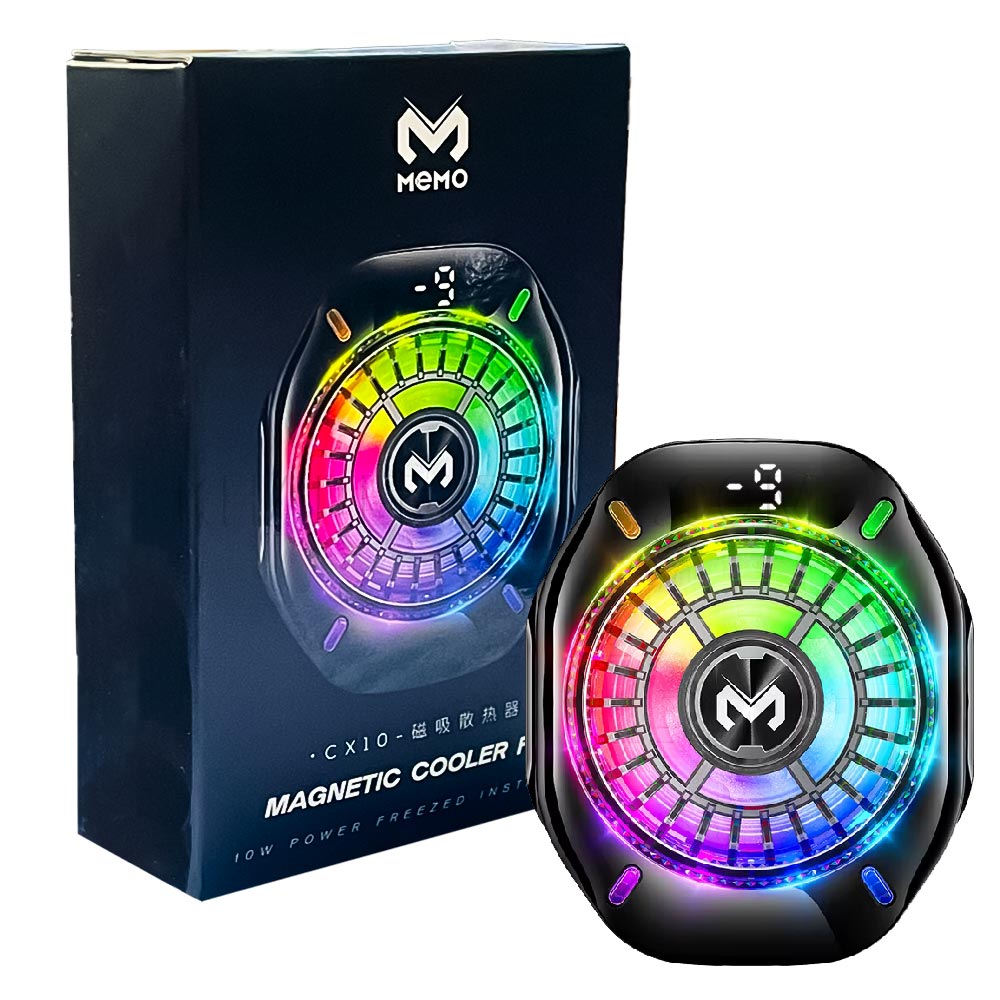 12-4 فن خنککننده گیمینگ گوشی MEMO CX10 با نمایشگر دیجیتال و RGB - Image 1