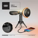 پنکه شارژی قابل حمل به همراه چراغ و پاوربانک پرودو مدل PD-LFST150 - Image 3