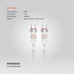 کابل 1.2 متری آلومینیومی Type-C به Type-C 60W پرودو مدل Porodo USB-C to USB-C Aluminum Braided Cable PD-CBL0009-BK - Image 4