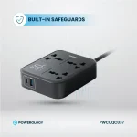 چندراهی و محافظ برق 3250 وات پاورولوژی(PWCUQC037)Powerology Power Strip 3250W - Image 4
