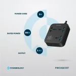 چندراهی و محافظ برق 3250 وات پاورولوژی(PWCUQC037)Powerology Power Strip 3250W - Image 7