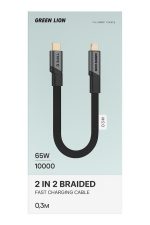 کابل تبدیل USB / USB-C به لایتنینگ / USB-C گرین لاین مدل 2 in 2 Braided طول 0.3 متر - Image 2