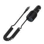 شارژر فندکی دو پورت پاورولوژی PD65W + QC18W با کابل Type-C فنری | Powerology –PCCSR015