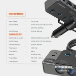 شارژر فندکی خودرو 120 وات پرودو مدل  Porodo 120W Car Charger Hub Triple-Port PDFWCH070DG - Image 10