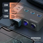 شارژر فندکی خودرو 120 وات پرودو مدل  Porodo 120W Car Charger Hub Triple-Port PDFWCH070DG - Image 4