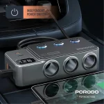 شارژر فندکی خودرو 120 وات پرودو مدل  Porodo 120W Car Charger Hub Triple-Port PDFWCH070DG - Image 5