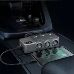 شارژر فندکی خودرو 120 وات پرودو مدل  Porodo 120W Car Charger Hub Triple-Port PDFWCH070DG - Image 9