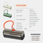 پاوربانک جیبی پرودو مدل Porodo Pocket Volt با ظرفیت 5000 میلی‌آمپر ساعت PDPBFCH089 - Image 7