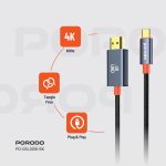 کابل تبدیل USB-C به HDMI پرودو Porodo Woven Cable Type-C to HDMI PD-CBL0016 - Image 3