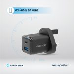 آداپتور شارژ 2 پورت 35 وات با کابل دو سر تایپ سی پاورولوژی Powerology Super Compact Quick Charger PWCUQC023-C - Image 3