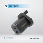 آداپتور شارژ 2 پورت 35 وات با کابل دو سر تایپ سی پاورولوژی Powerology Super Compact Quick Charger PWCUQC023-C - Image 5