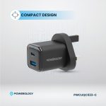 آداپتور شارژ 2 پورت 35 وات با کابل دو سر تایپ سی پاورولوژی Powerology Super Compact Quick Charger PWCUQC023-C - Image 6