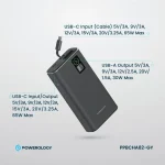 پاوربانک آلومینیومی Powerology مدل pp082 با ظرفیت 20000mAh - Image 2