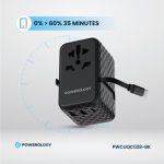 شارژر چند کاره با کابل جمع شونده پاورولوژی Powerology GaN Universal Charger Retractable PWCUQC028 - تصویر 4