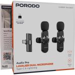 میکروفن یقه ای بیسیم 2عددی پرودو مدل porodo audix pro type c &amp lightning - Image 2