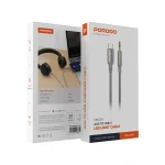 کابل AUX به USB-C با چراغ LED PORODO (۱.۲ متر) Gray - Image 2