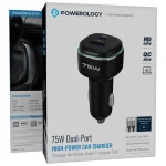 شارژر فندکی دو پورت 75وات پاورولوژی مدل PCCSR024BK - Image 7