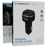 شارژر فندکی دو پورت 75وات پاورولوژی مدل PCCSR024BK - Image 2