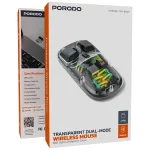 ماوس بی سیم شفاف پرودو مدل Porodo Transparent Mouse 2.4G and Bluetooth Dual Mode PD-TMDM