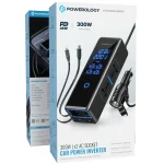 اینورتر فندکی خودرو 300 واتی پاورولوژی با صفحه نمایش و کابل جمع شونده مدل PWCPI300W - Image 2