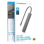 هاب تایپ سی 6 پورت پاورولوژی Powerology 6in1 USB-C Hub P61HBCGY - تصویر 2