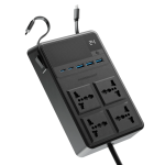 چند راهی برق پاورولوژی مدل PWCUQC029 2500w 4 AC Power Strip with Built-In Retractable Cables
