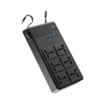 چندراهی برق تایمر دار با کابل متصل پاورولوژی Powerology 2500W 6AC Power Strip with Built-In Retractable Cables PWCUQC030