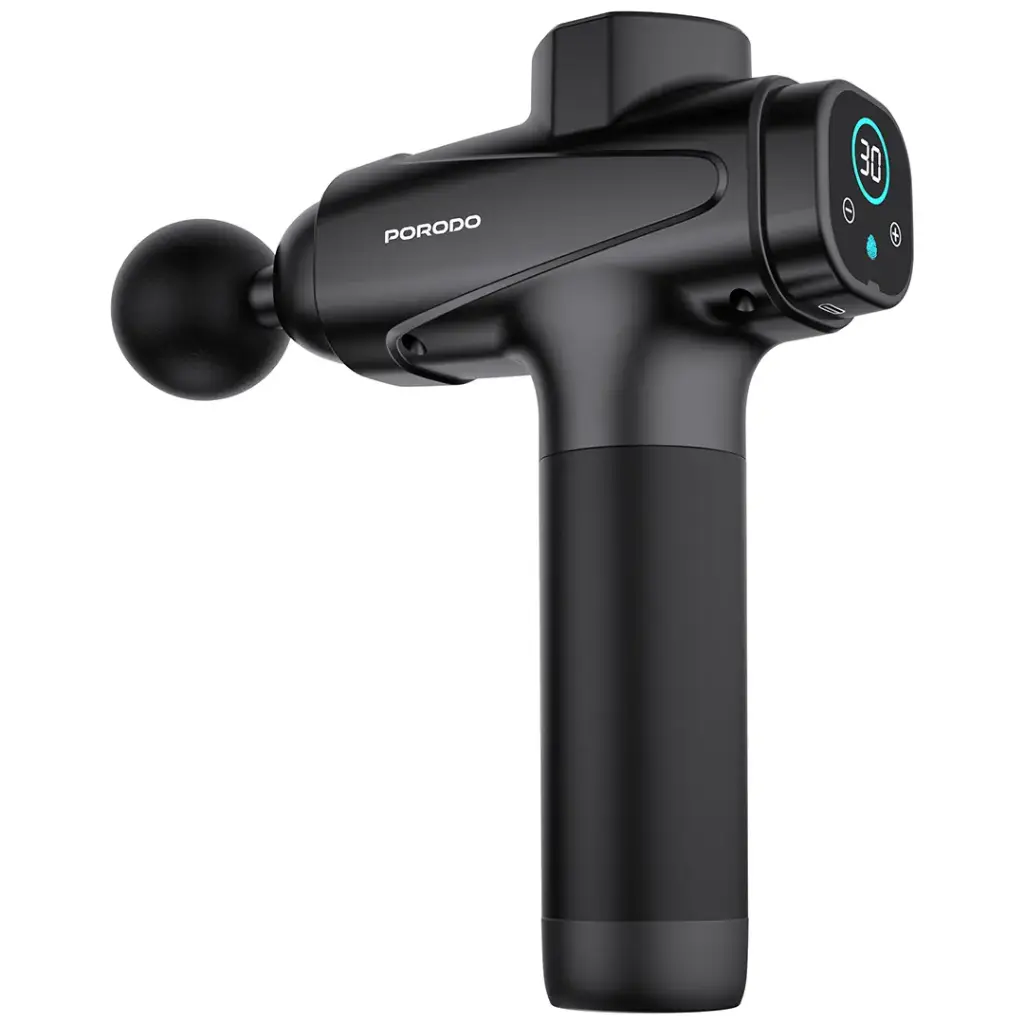 Porodo Lifestyle Multi-Head Deep Massage Gun - Black9 تفنگ ماساژ پرودو Multi‑Head Deep Massage Gun مدل PDLFSTNS066BK - Image 1