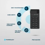 چندراهی برق تایمر دار با کابل متصل پاورولوژی Powerology 2500W 6AC Power Strip with Built-In Retractable Cables PWCUQC030 - تصویر 11