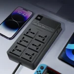 چندراهی برق تایمر دار با کابل متصل پاورولوژی Powerology 2500W 6AC Power Strip with Built-In Retractable Cables PWCUQC030 - تصویر 2