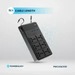چندراهی برق تایمر دار با کابل متصل پاورولوژی Powerology 2500W 6AC Power Strip with Built-In Retractable Cables PWCUQC030 - تصویر 12
