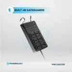 چندراهی برق تایمر دار با کابل متصل پاورولوژی Powerology 2500W 6AC Power Strip with Built-In Retractable Cables PWCUQC030 - تصویر 14