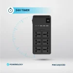 چندراهی برق تایمر دار با کابل متصل پاورولوژی Powerology 2500W 6AC Power Strip with Built-In Retractable Cables PWCUQC030 - تصویر 6