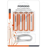 باتری نیم قلمی قابل شارژ AAA USB-C Porodo مدل PDAAA8RB