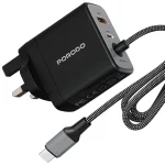 شارژر دیواری پرودو 65W GaN مدل Zentrix PDFWCHBC65WBK
