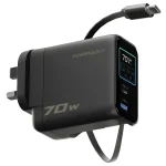 شارژر دیواری پاورولوژی 70W مدل TFT Adapter PWCUQC70WBK
