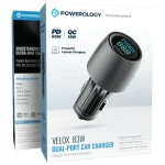 شارژر فندکی پاورولوژی 83W دو پورت مدل Velox PCCSR020BK - Image 3