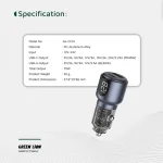شارژر فندکی گرین لاین دو پورت 75 وات مدل Green Line 75W Dual-Port Car Charger GNDPCC75W - Image 9