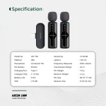 میکروفون یقهای بیسیم گرین لاین مدل GM-76X با حذف نویز 3 سطحی GNGM76XMICBK - Image 2