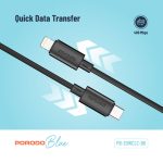 کابل تایپ سی به لایتینگ 20 وات 1.2 متری پرودو Porodo Blue PD20W Type C to Lightning PVC Cable | PB-20WCLC-BK - Image 3
