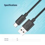 کابل شارژ تایپ سی به USB-A پرودو 1.2 متری مدل PB-3AACC-BK - Image 7