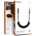 کابل AUX فنری 3.5mm به Type-C پرودو مدل PDCBL52BK - Image 2