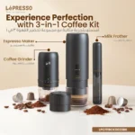 کیت قهوهساز لپرسو Brewology اسپرسوساز، آسیاب شارژی و همزن شیر مدل LPCFFBCK0023BK - Image 2