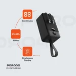 پاوربانک 50000 میلیآمپرساعتی پرودو با کابلهای داخلی مدل PD-PBFCH061-BK - Image 5
