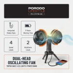 پنکه دو سره شارژی پرودو با باتری 8000mAh | PD-LFST150-BK Porodo Lifestyle Dual-Head Oscillating Fan - Image 7