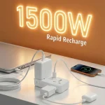 چندراهی و آداپتور Porodo Plex 1500W PDFWCH107WH یونیورسال با پورت USB و پریز AC | EU Plug - Image 6